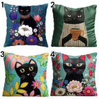 Artistic Black Cat – Premium Velvet Suede Cushion Cover (16x16)