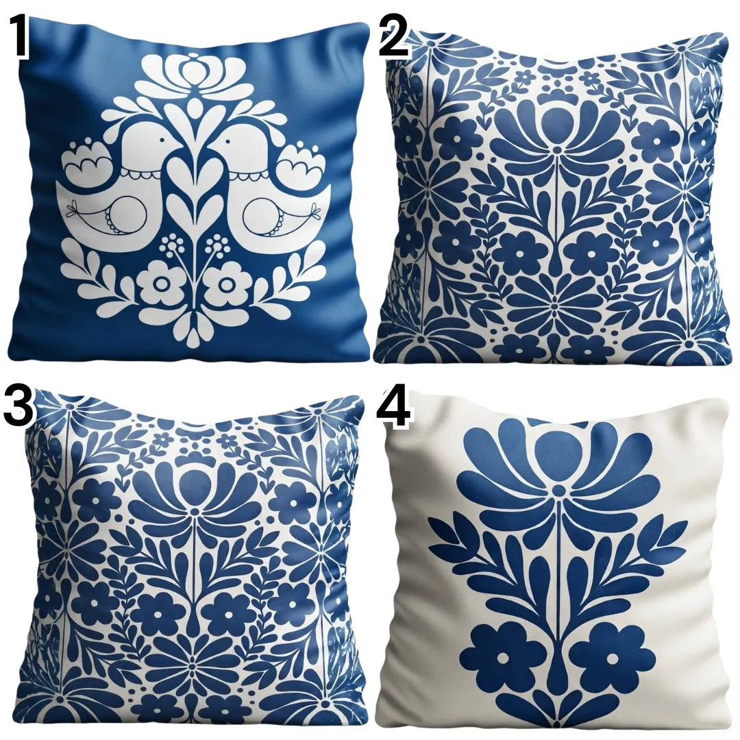 Indigo Folk – Premium Suede Cushion Cover (16x16)