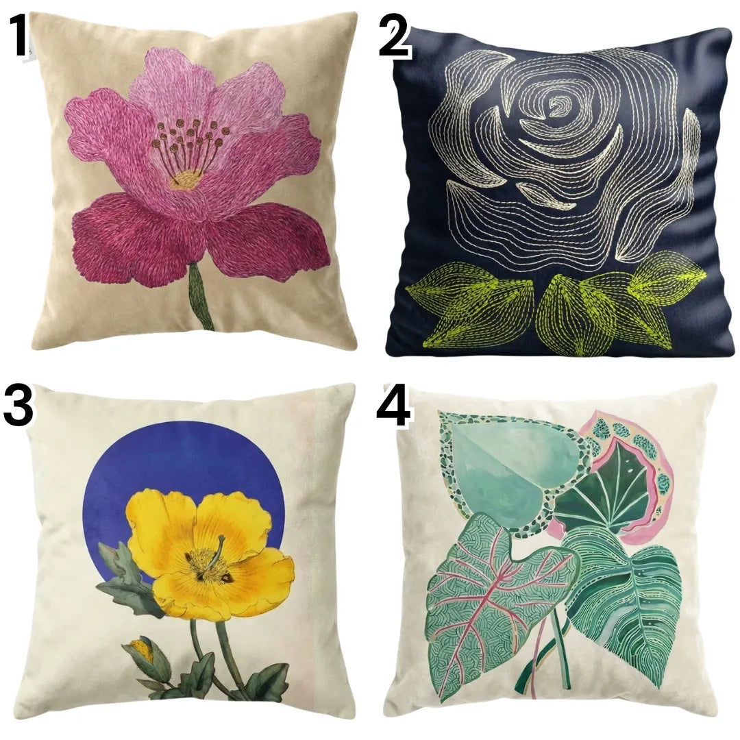 Botanical Bliss – Premium Suede Cushion Cover (16x16)