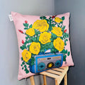 Retro Rhythm – Premium Suede Cushion Cover (16x16)