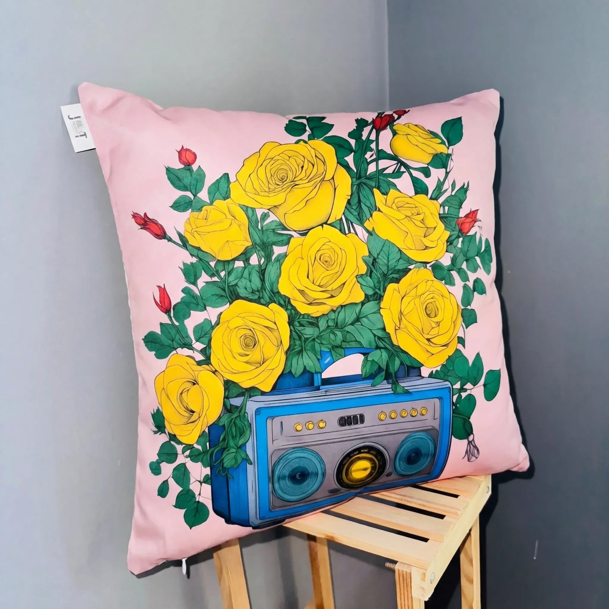 Retro Rhythm – Premium Suede Cushion Cover (16x16)