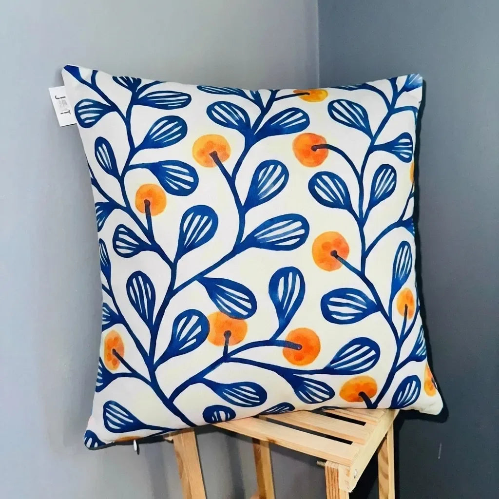 Marigold Vines – Premium Satin Silk Cushion Cover (16x16)