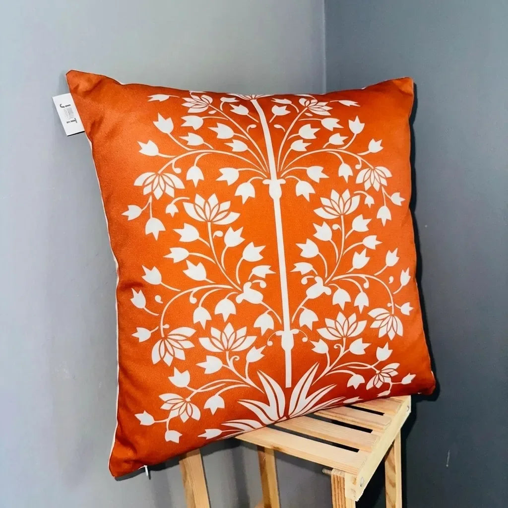 Amber Arabesque – Premium Suede Cushion Cover (16x16)