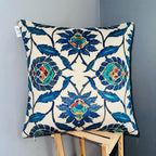 Sapphire Iznik – Premium Suede Cushion Cover (16x16)