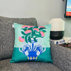 Mediterranean Bloom – Premium Suede Cushion Cover (16x16)