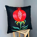 Midnight Pomegranate – Premium Satin Silk Cushion Cover (16x16)