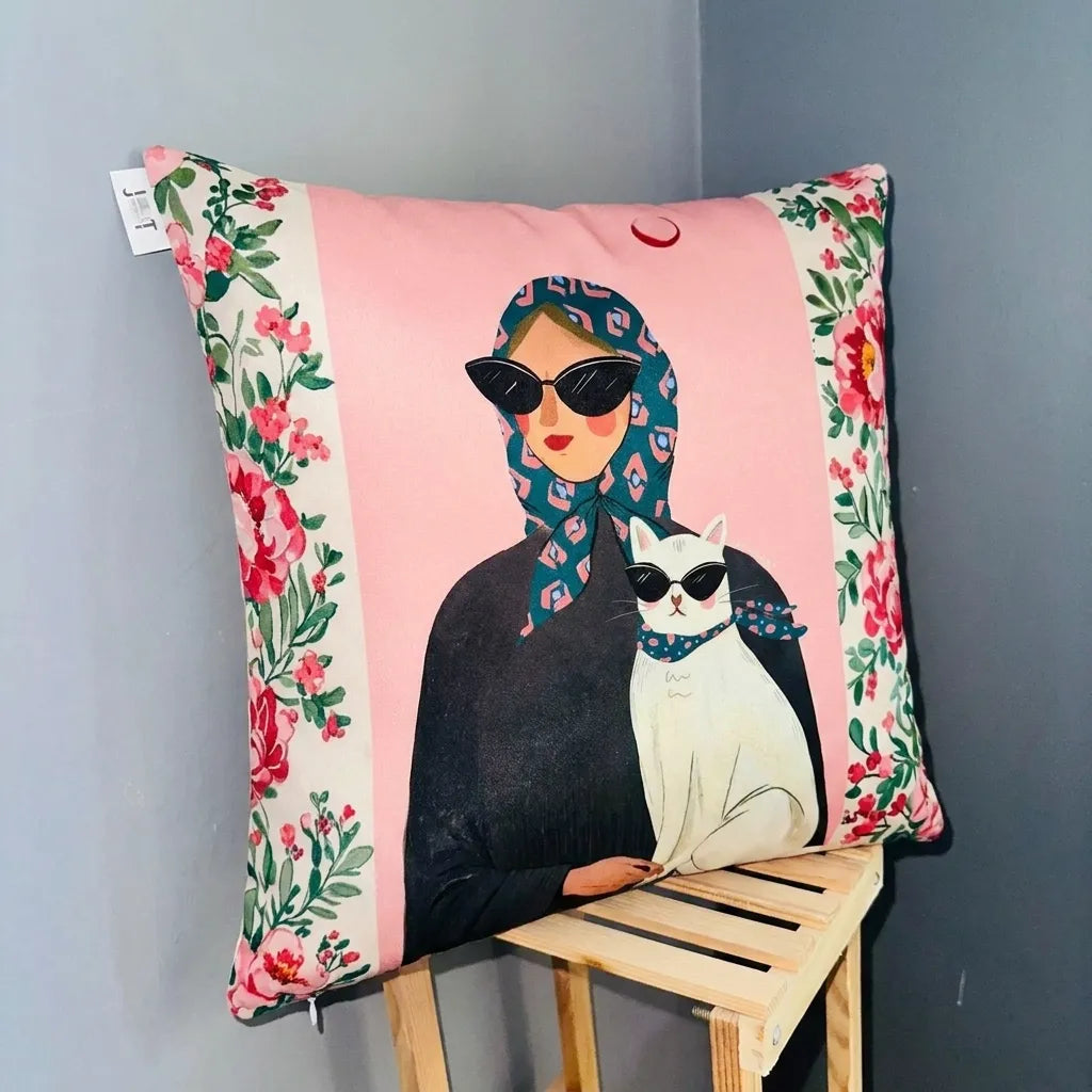Cat Lady – Premium Suede Cushion Cover (16x16)