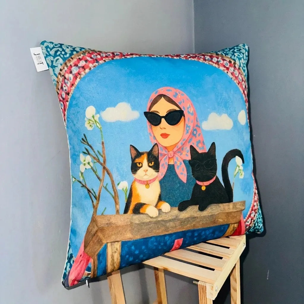 Cat Lady – Premium Suede Cushion Cover (16x16)