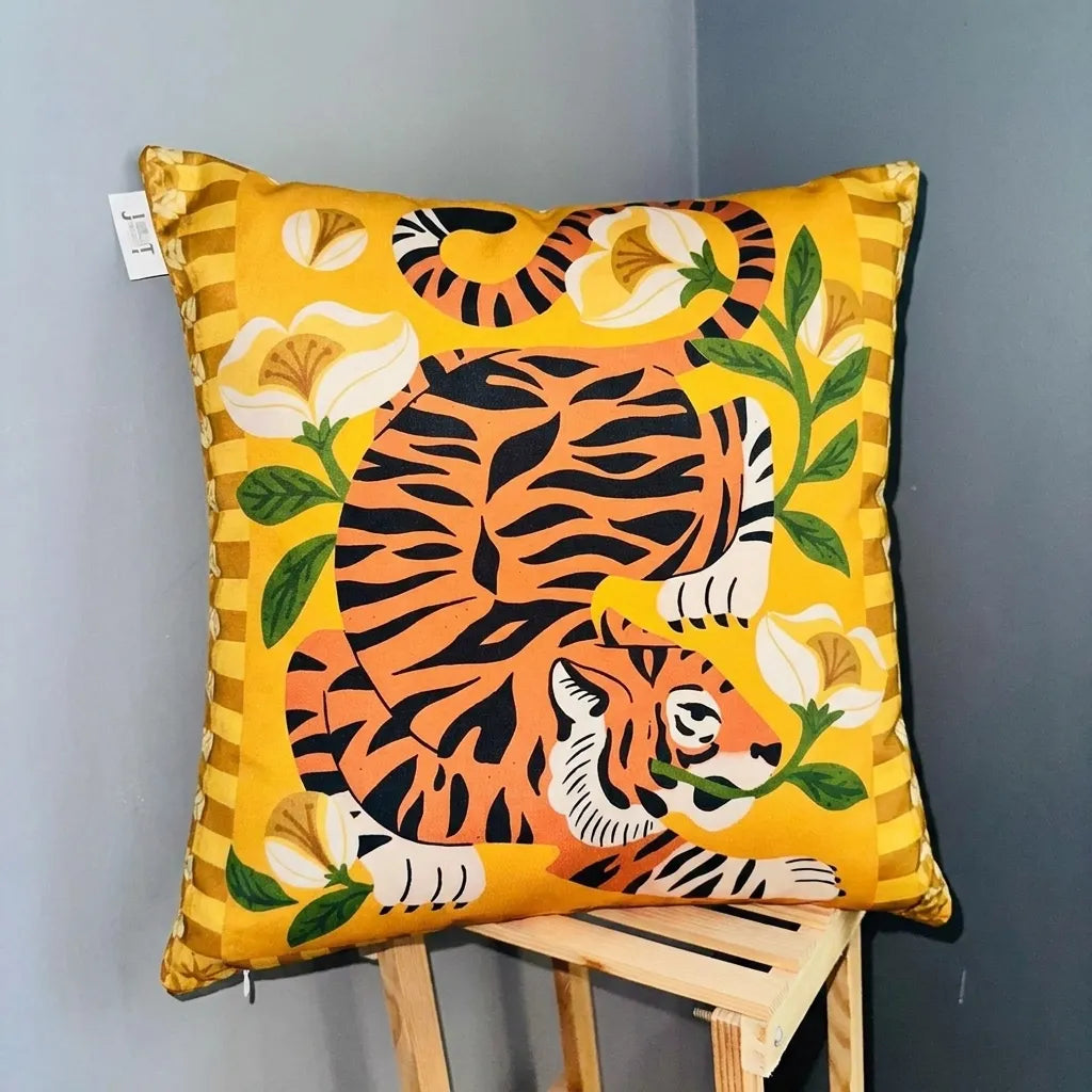 Tiger Lily – Premium Suede Cushion Cover (16x16)