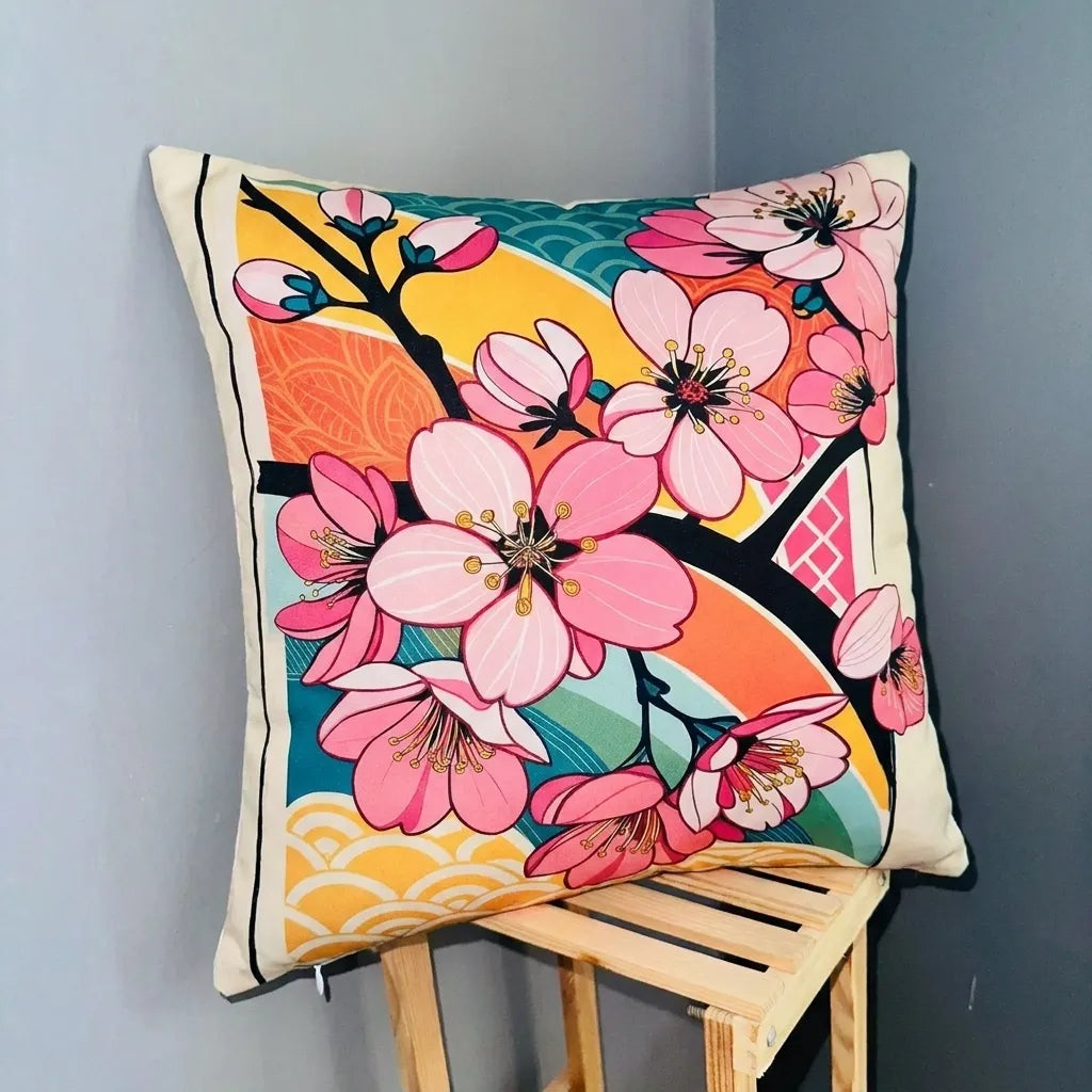Sakura Zen – Premium Velvet Cushion Cover (16x16)