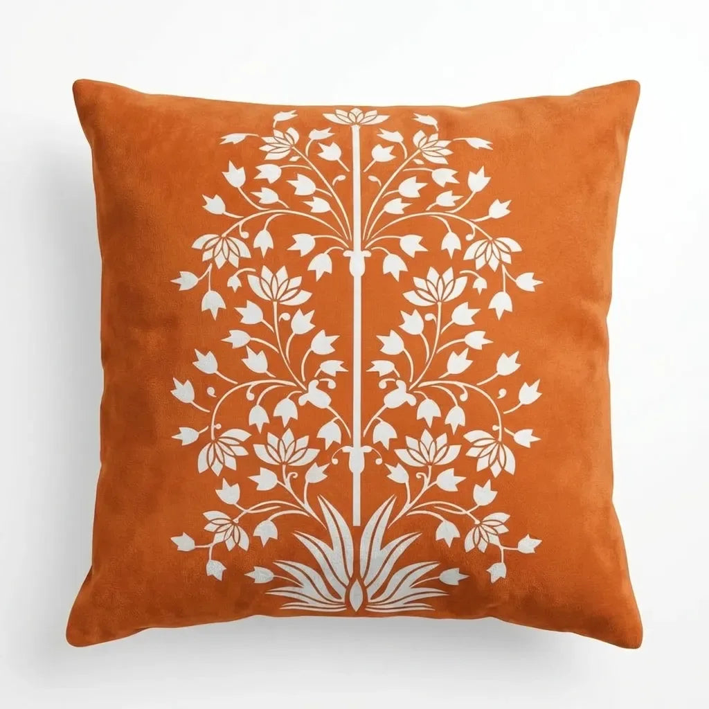 Amber Arabesque – Premium Suede Cushion Cover (16x16)