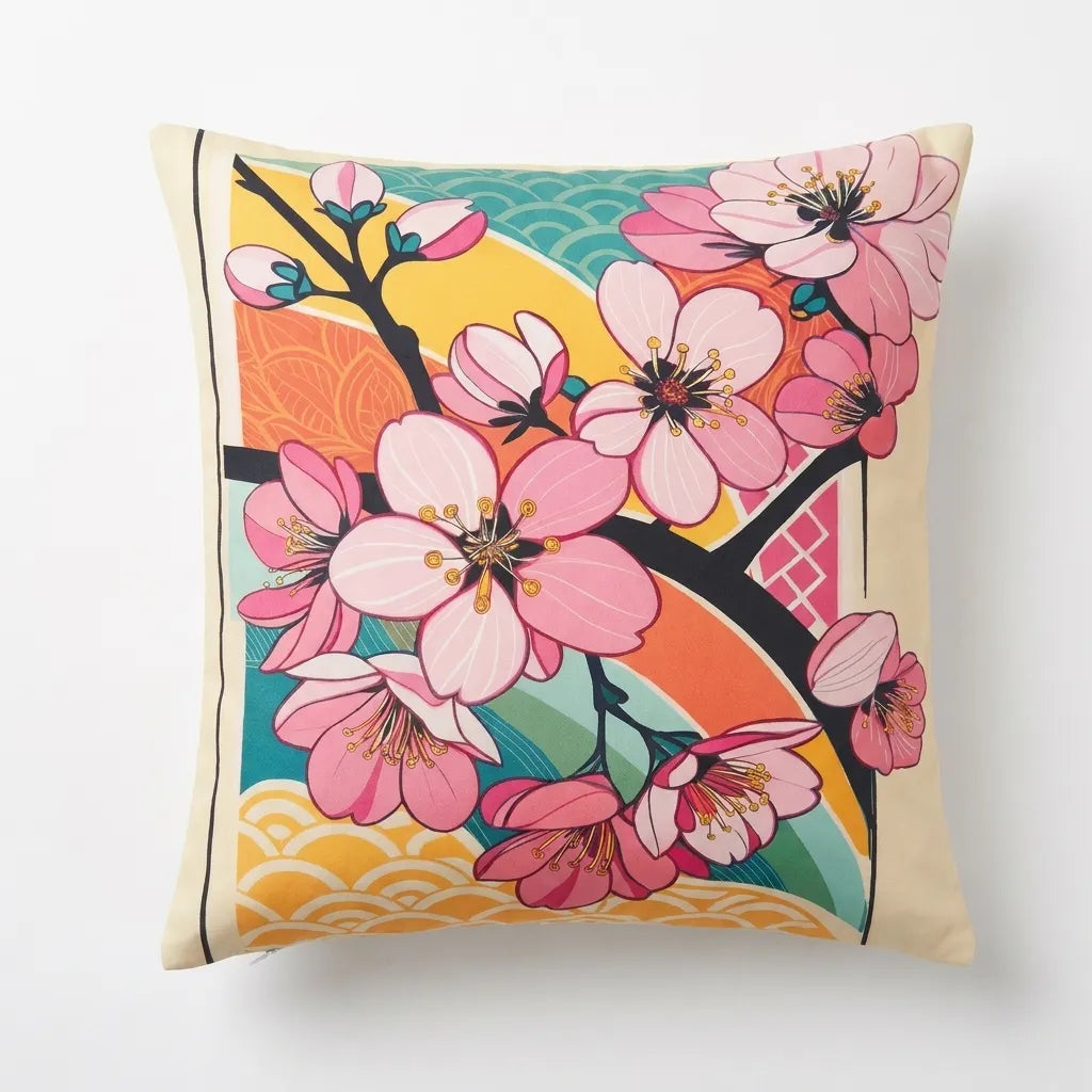 Sakura Zen – Premium Velvet Cushion Cover (16x16)