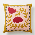 Folk Poppy – Premium Velvet Cushion Cover (16x16)