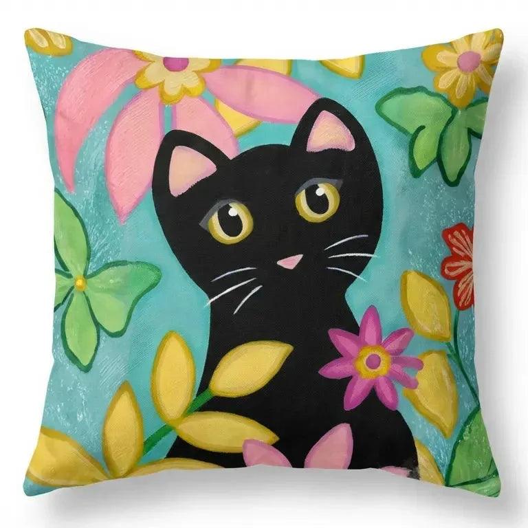 Artistic Black Cat – Premium Velvet Suede Cushion Cover (16x16) - Joot Official 