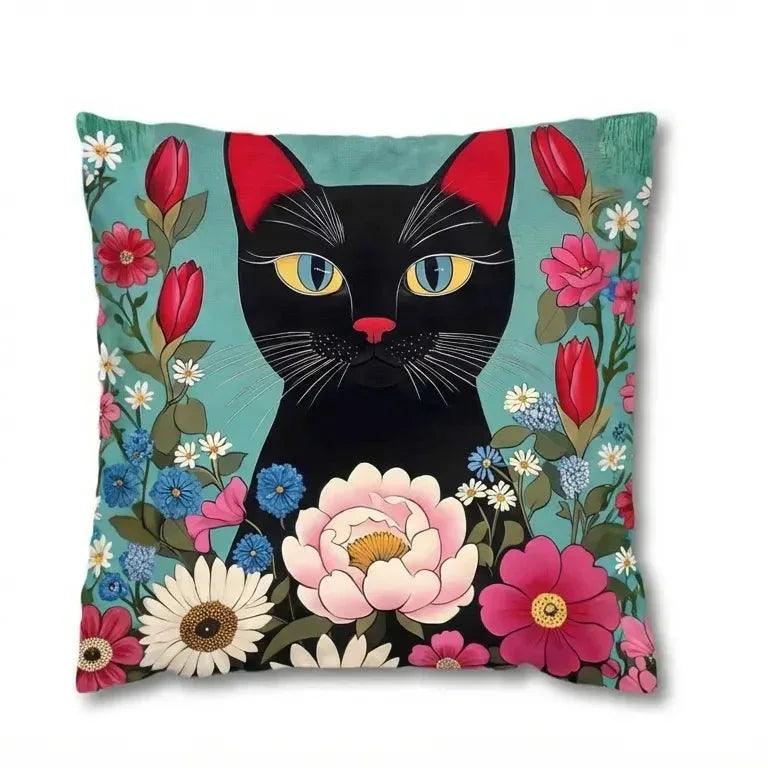 Artistic Black Cat – Premium Velvet Suede Cushion Cover (16x16) - Joot Official 