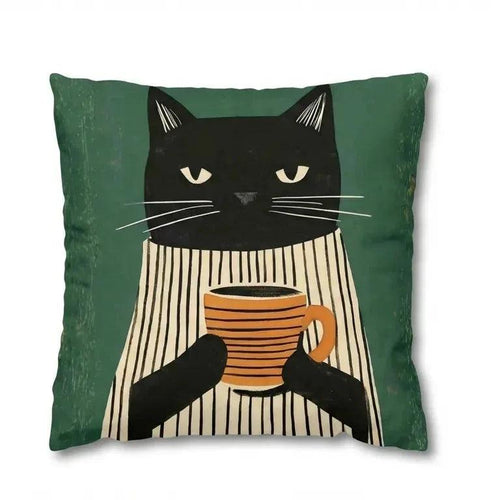 Artistic Black Cat – Premium Velvet Suede Cushion Cover (16x16) - Joot Official 