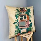 Retro Radio Tower – Premium Suede Cushion Cover (16x16)