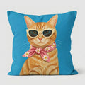 Retro Ginger Cat – Premium Suede Cushion Cover (16x16)