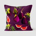 Decorative pillow with fig pattern on a white background