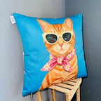 Retro Ginger Cat – Premium Suede Cushion Cover (16x16)