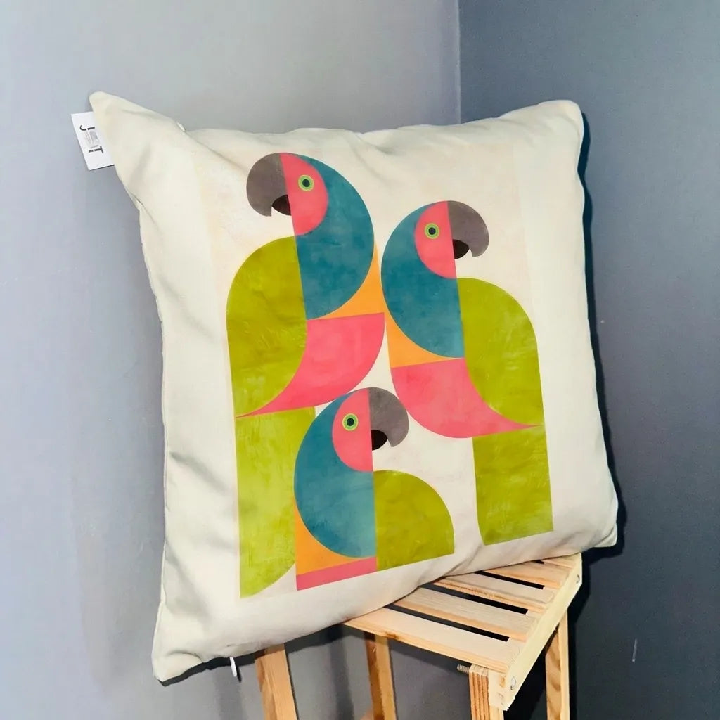 Tropical Parrots – Premium Suede Cushion Cover (16x16)