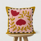 Folk Poppy – Premium Velvet Cushion Cover (16x16)