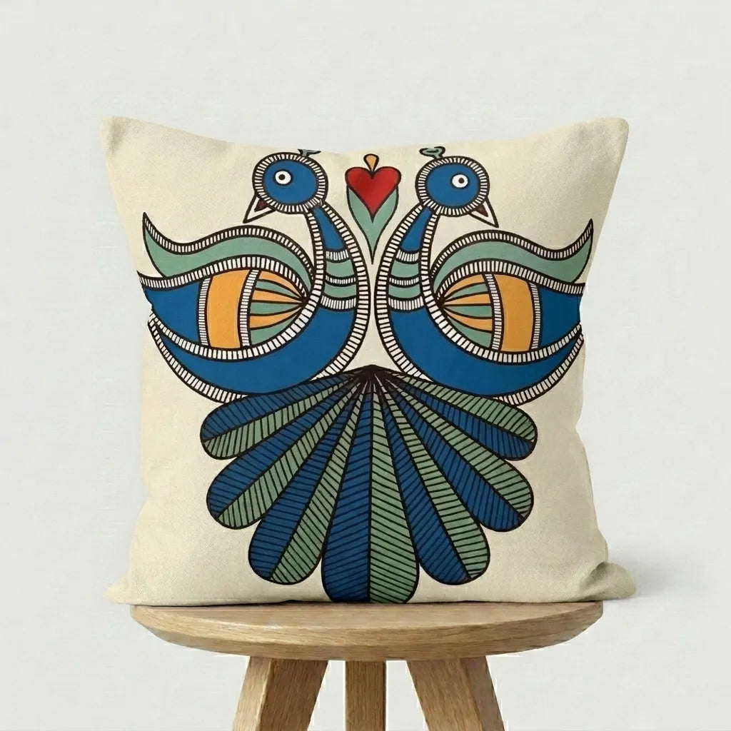 Twin Peacocks – Premium Velvet Cushion Cover (16x16)