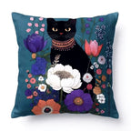 Artistic Black Cat – Premium Velvet Suede Cushion Cover (16x16)