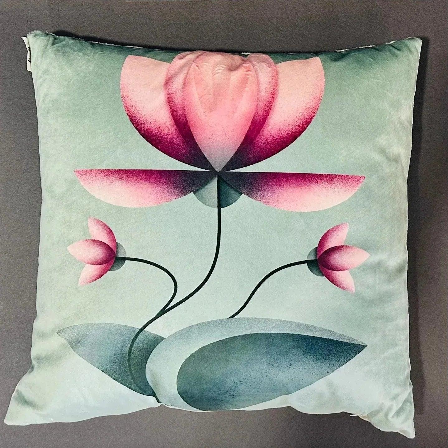 Azure Bloom – Premium Suede Cushion (16x16) (Cover Only) - Joot Official 