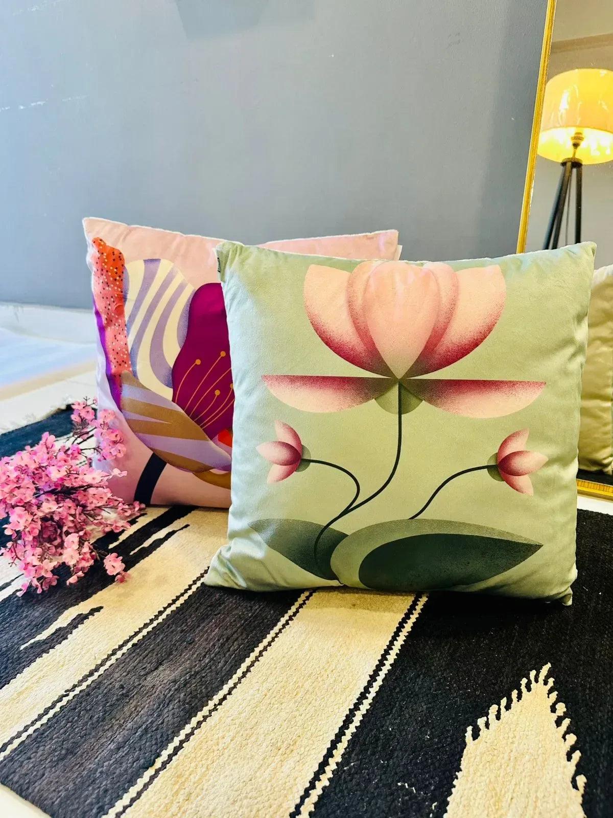 Azure Bloom – Premium Suede Cushion (16x16) (Cover Only) - Joot Official 