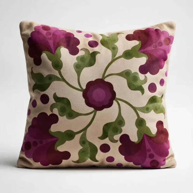 Vintage Rosette – Premium Suede Cushion Cover (16x16) - Joot Official 