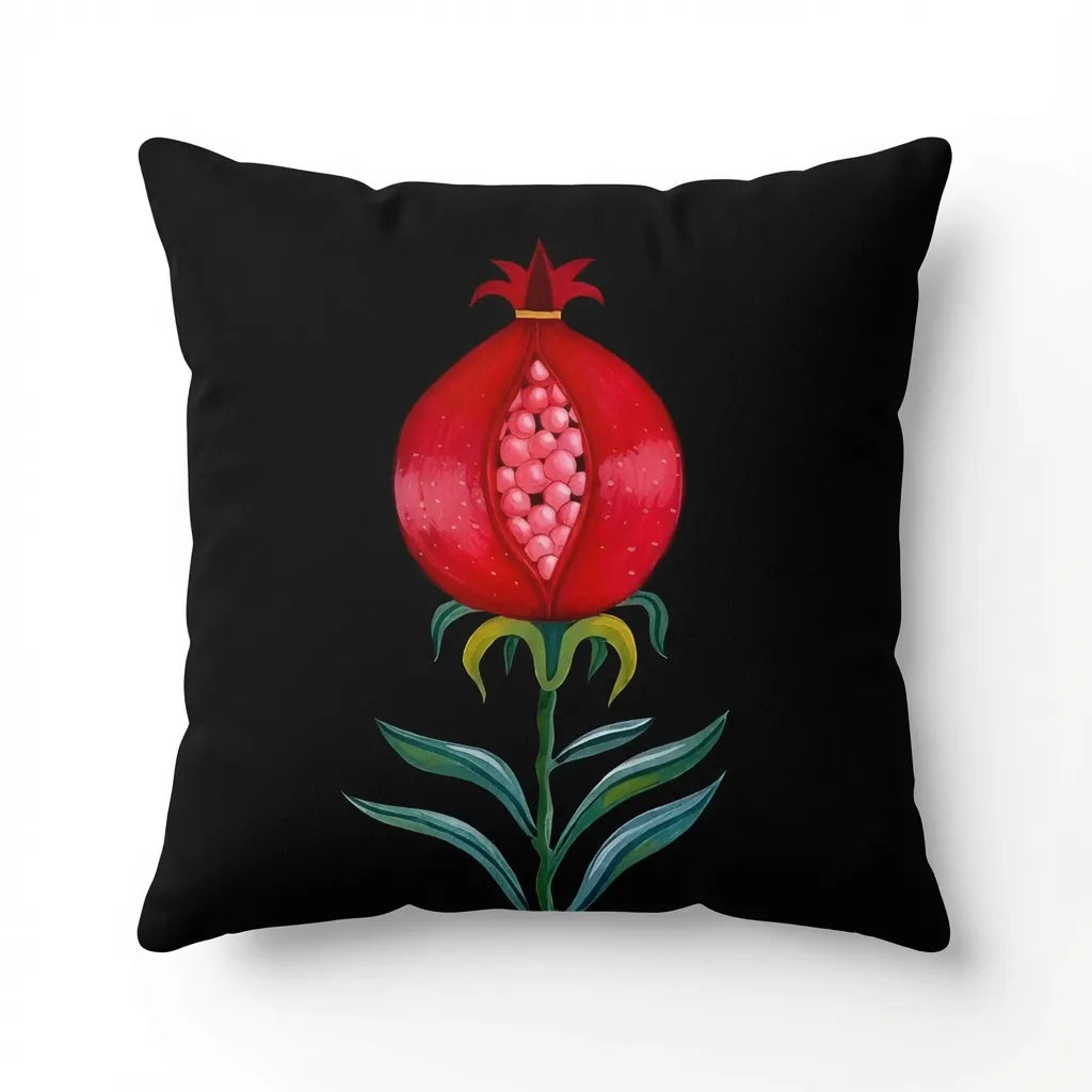 Midnight Pomegranate  – Premium Velvet Cushion Cover (16x16)