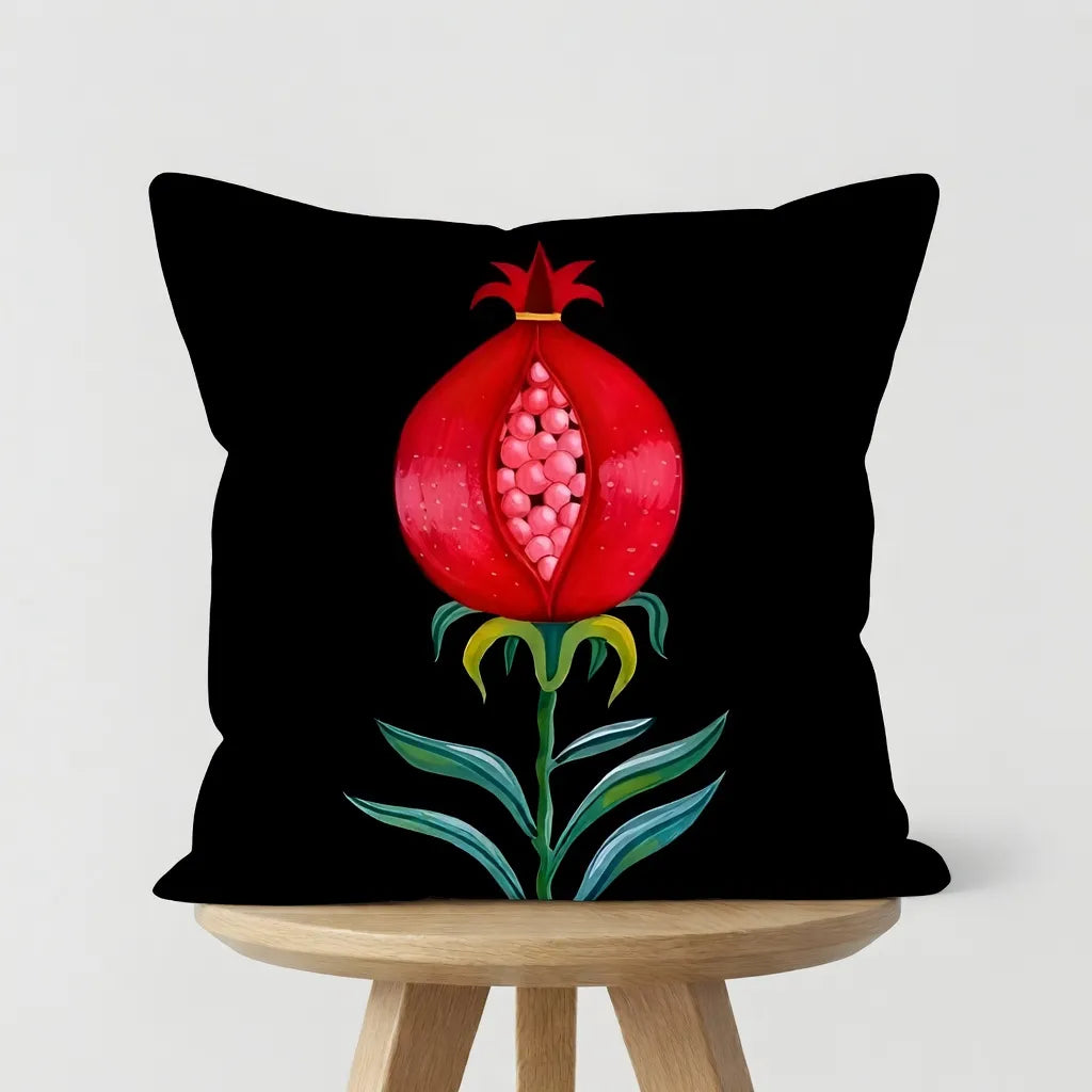 Midnight Pomegranate  – Premium Velvet Cushion Cover (16x16)