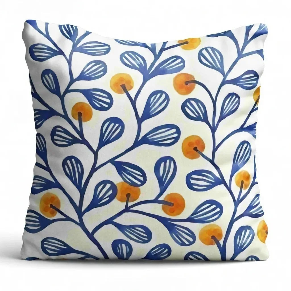 Marigold Vines – Premium Satin Silk Cushion Cover (16x16)
