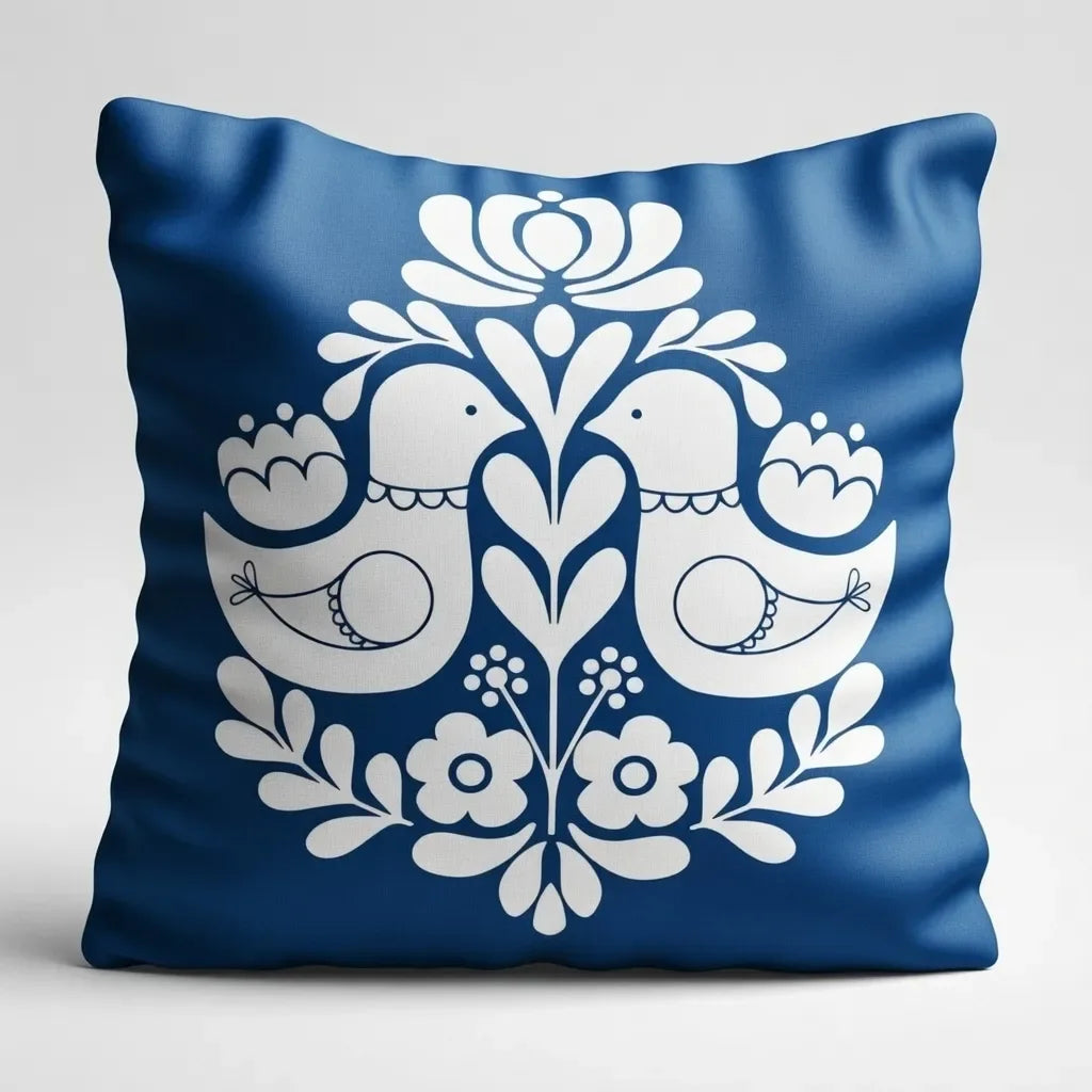 Indigo Folk – Premium Suede Cushion Cover (16x16)