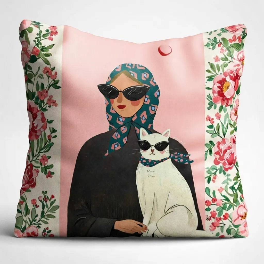 Cat Lady – Premium Suede Cushion Cover (16x16)