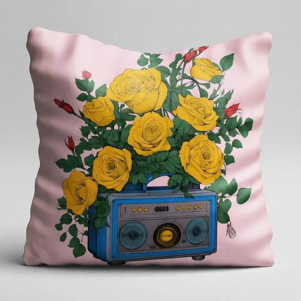 Retro Rhythm – Premium Suede Cushion Cover (16x16)